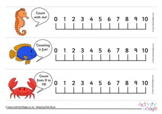 Sea creatures number line 0-10