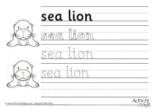 Sea Lion Handwriting Worksheet