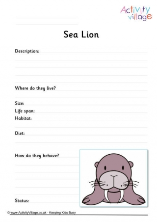 Sea Lion Worksheet