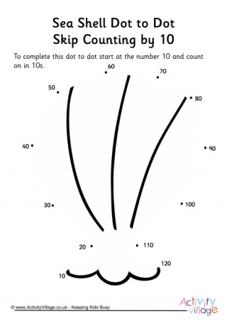 Sea Shell Dot To Dot Skip Counting