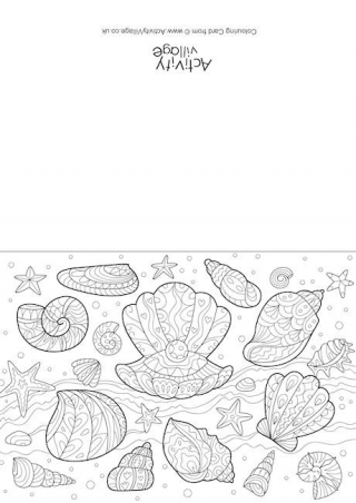 Sea Shells Doodle Colouring Card
