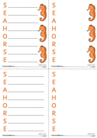 Seahorse Acrostic Poem Printable