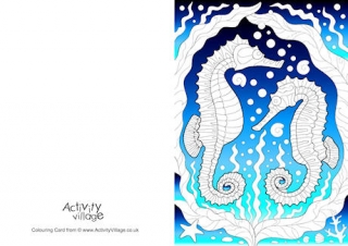 Seahorse Doodle Colour Pop Colouring Card