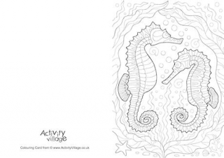 Seahorse Doodle Colouring Card