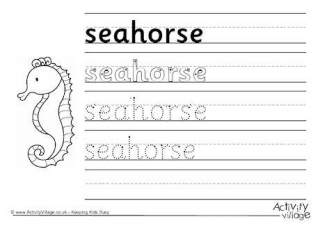 Seahorse Handwriting Worksheet