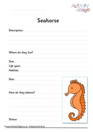 Seahorse Worksheet