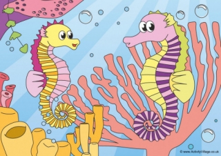 Seahorses Scene Poster