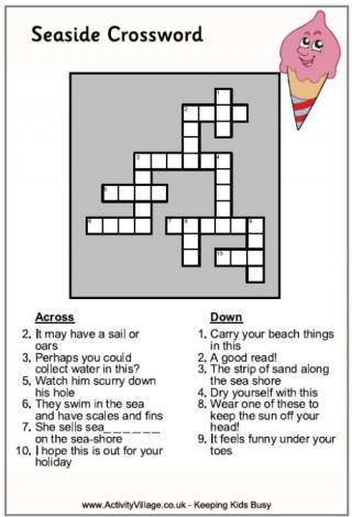 Seaside Word Search Puzzle For Kids
