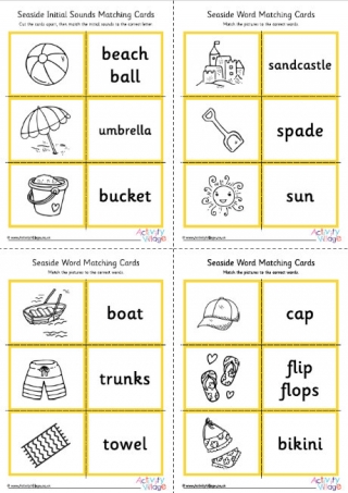 Seaside Word Matching Cards