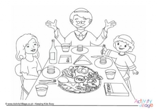 Seder Meal Colouring Page