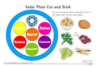 Seder Plate Cut and Stick Worksheet
