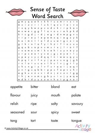 Sense Of Taste Word Search