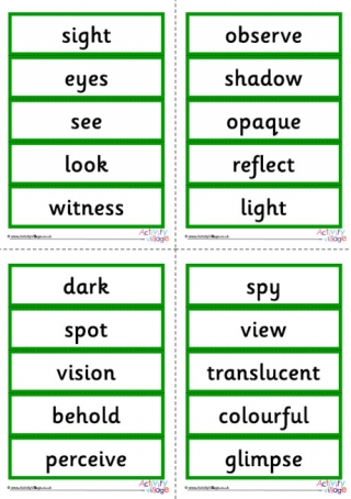 Senses Sight Word Cards