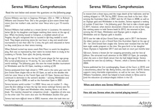 Serena Williams Comprehension