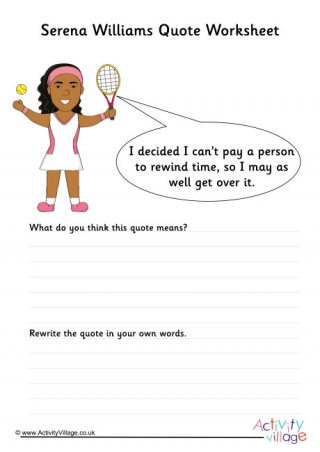 Serena Williams Quote Worksheet