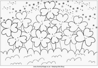 Shamrocks colouring page