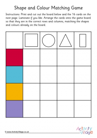 Shape and Colour Sorting Game