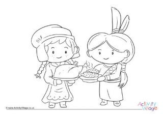Sharing Food Thanksgiving Colouring Page