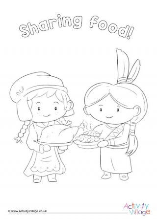 Sharing Food Thanksgiving Colouring Page 2