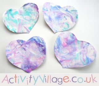 Shaving Foam Marbled Hearts