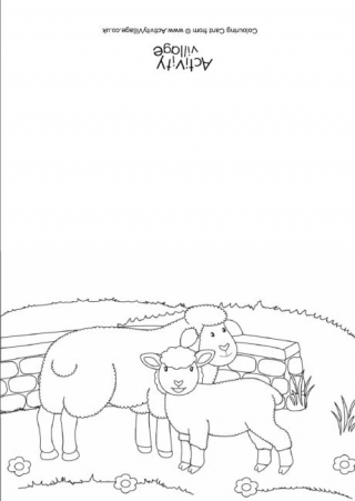 Sheep Scene Colouring Card