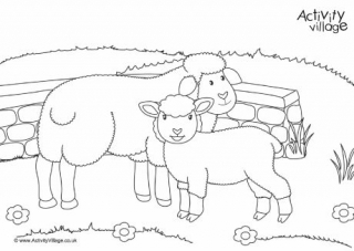 Sheep Scene Colouring Page 2