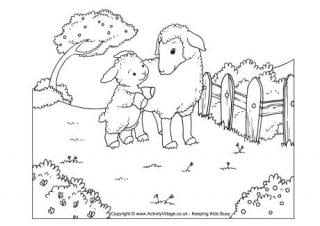 Sheep Scene colouring page