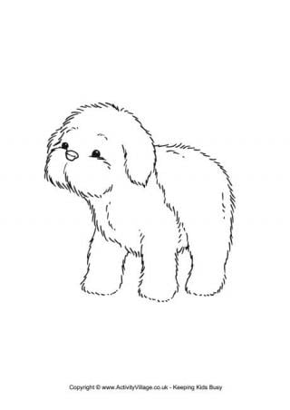 Sheepdog puppy colouring page