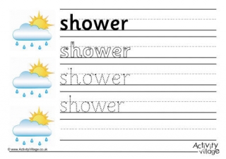 Shower handwriting worksheet