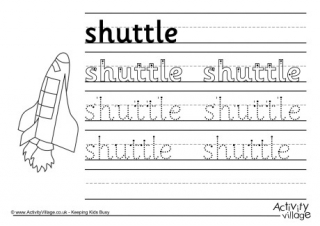 Shuttle Handwriting Worksheet