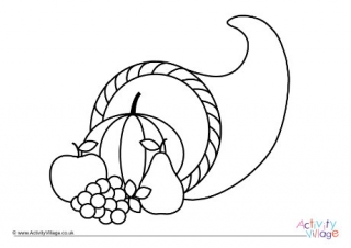 Simple Cornucopia Colouring Page