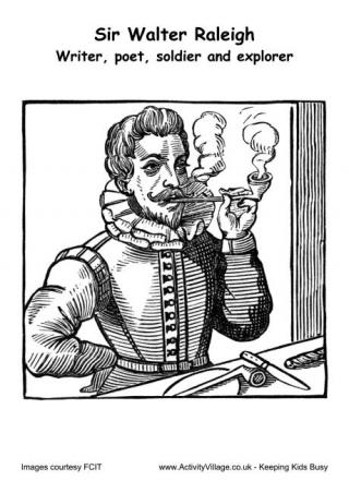 Sir Walter Raleigh Colouring Page