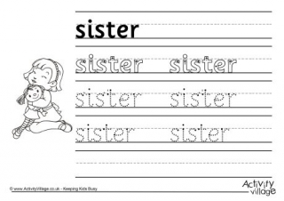 Sister Handwriting Worksheet