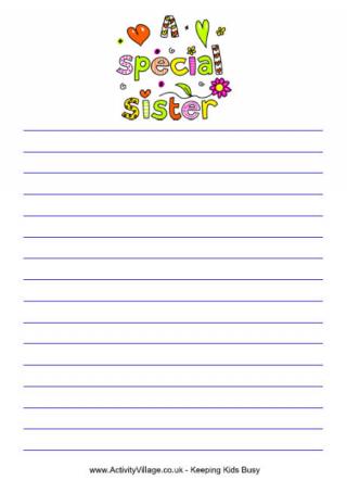 A Special Sister Writing Paper