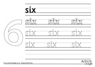 Six Handwriting Worksheet