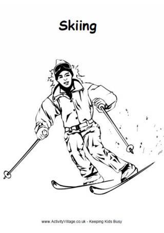 Skiing Colouring Page