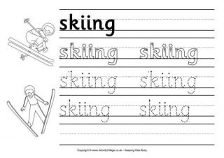 Skiing Handwriting Worksheet