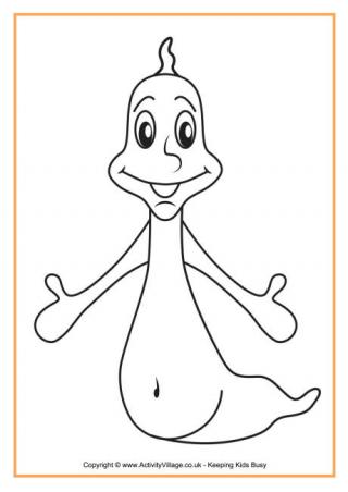 Skinny ghost colouring page