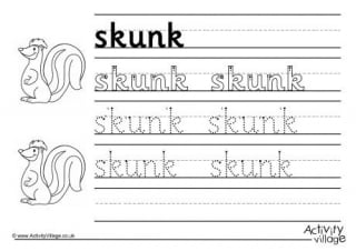 Skunk Handwriting Worksheet