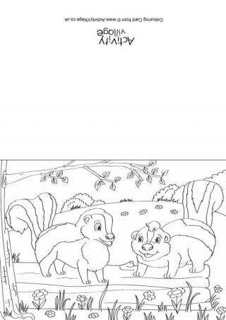 Skunks Scene Colouring Card