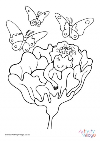 Sleeping Fairy Colouring Page