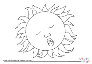 Sleeping Sun Colouring Page