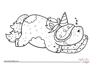 Sleeping Unicorn Colouring Page