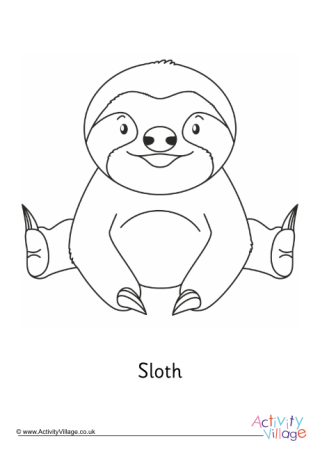 Sloth Colouring Page with Word