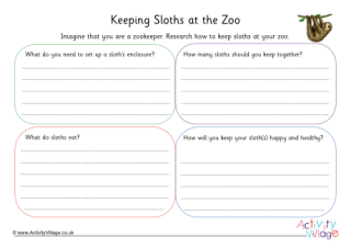 Sloth Zookeeper Worksheet