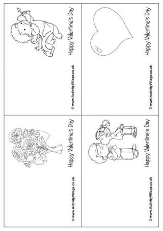 Small Valentine Colouring Cards 1