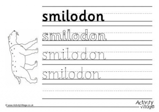 Smilodon Handwriting Worksheet