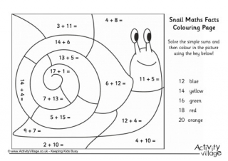 Snail Maths Facts Colouring Page