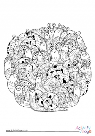 Snails Circle Colouring Page