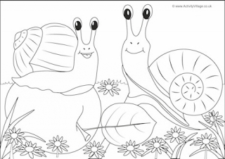 Snails Scene Colouring Page